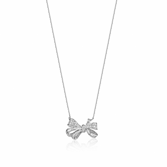 Bow Diamond Necklace in 18K Gold