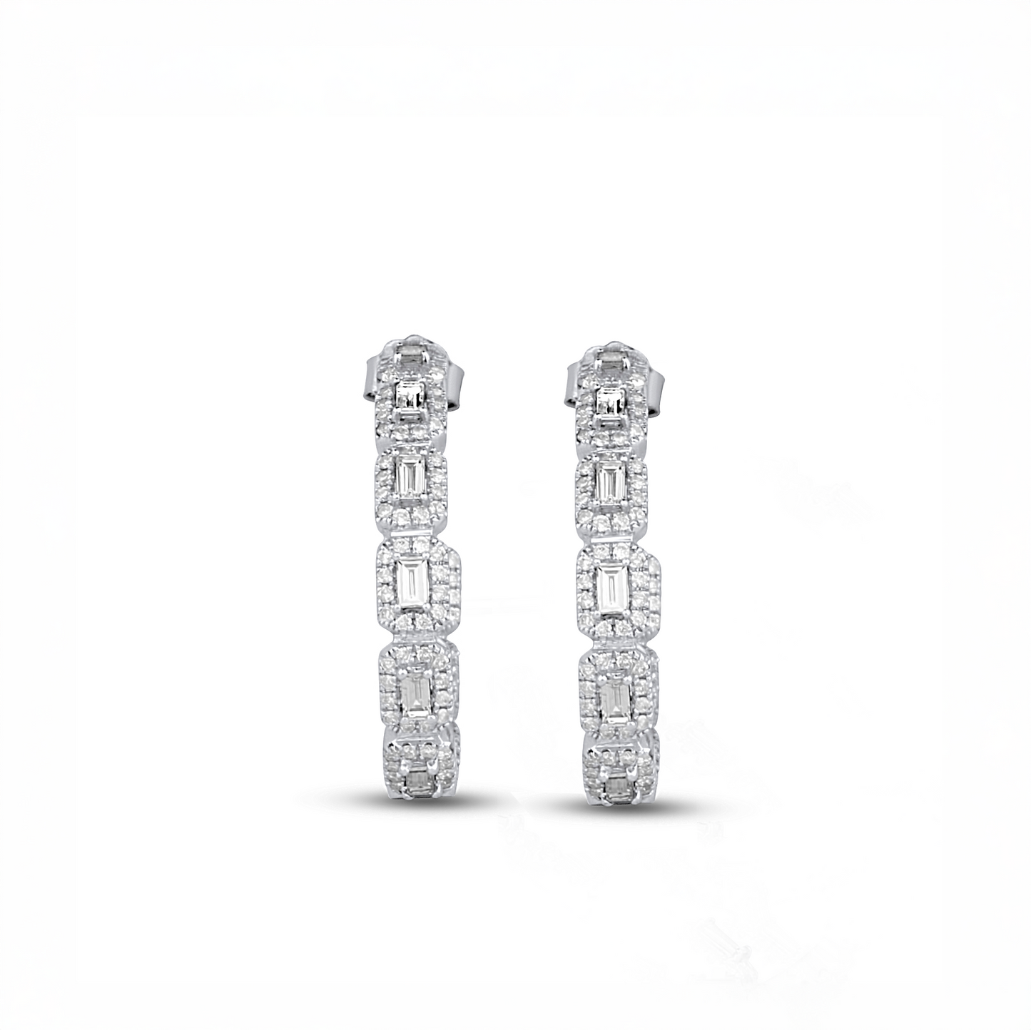 Baguette Hoops Diamond Earrings in 18K Gold