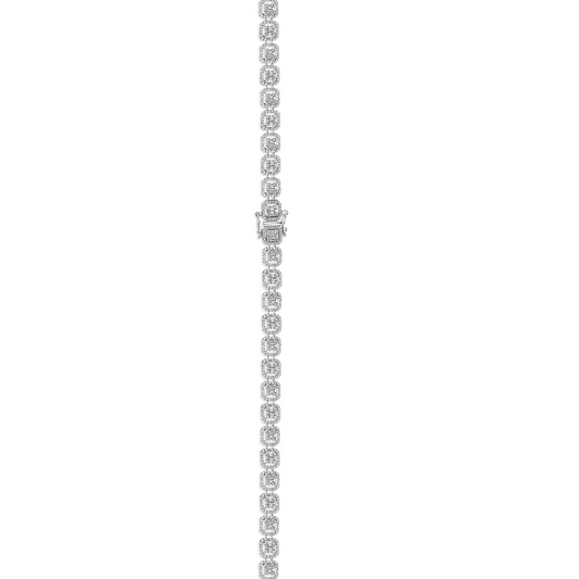 Baguette Round Cut Diamond Tennis Necklace in 18K Gold