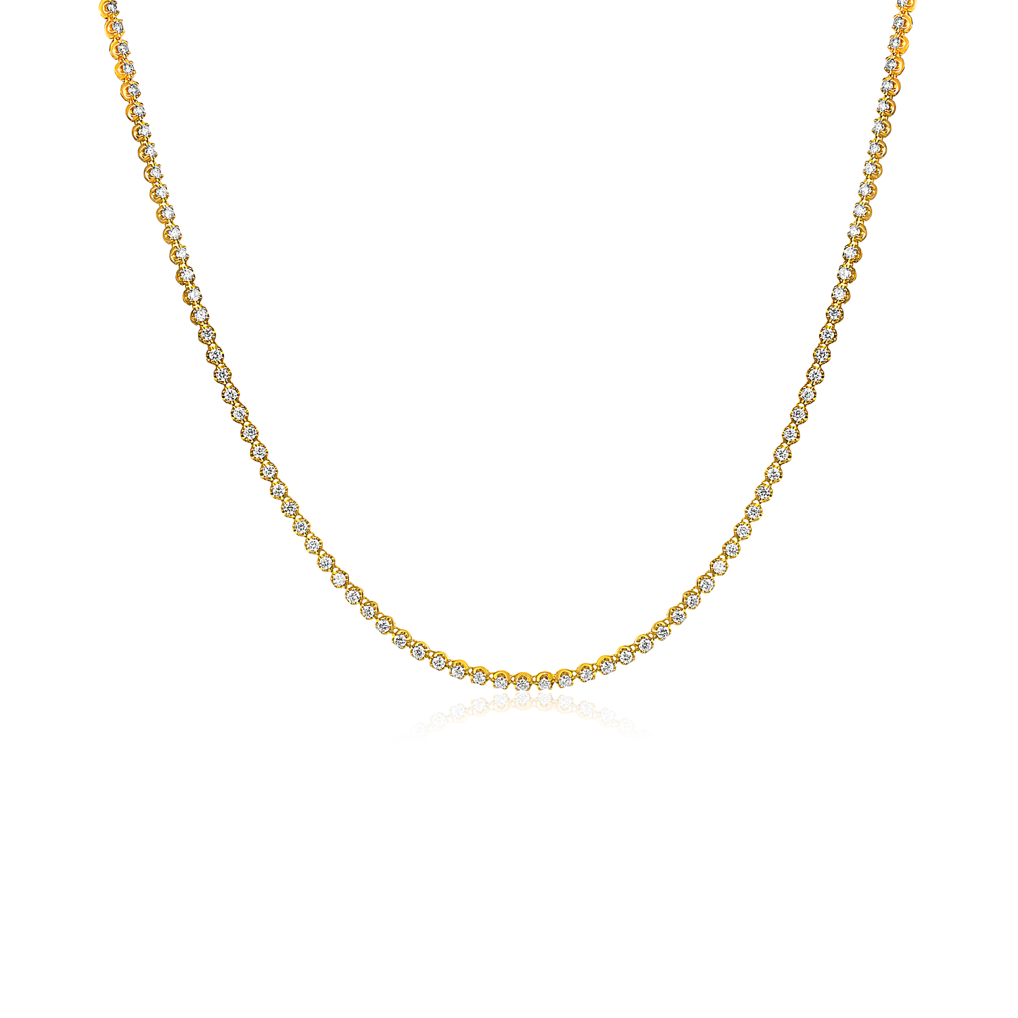 Natural Diamond Tennis Necklace in 18K Gold