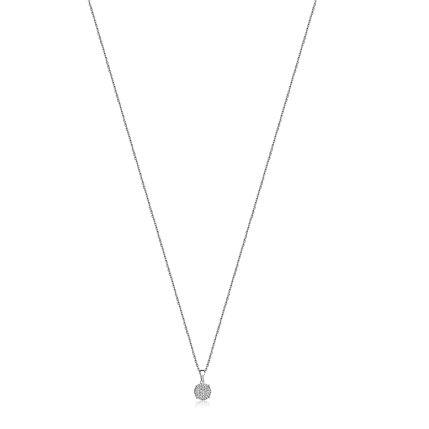 Ava Round Natural Diamond Necklace in 18K Gold