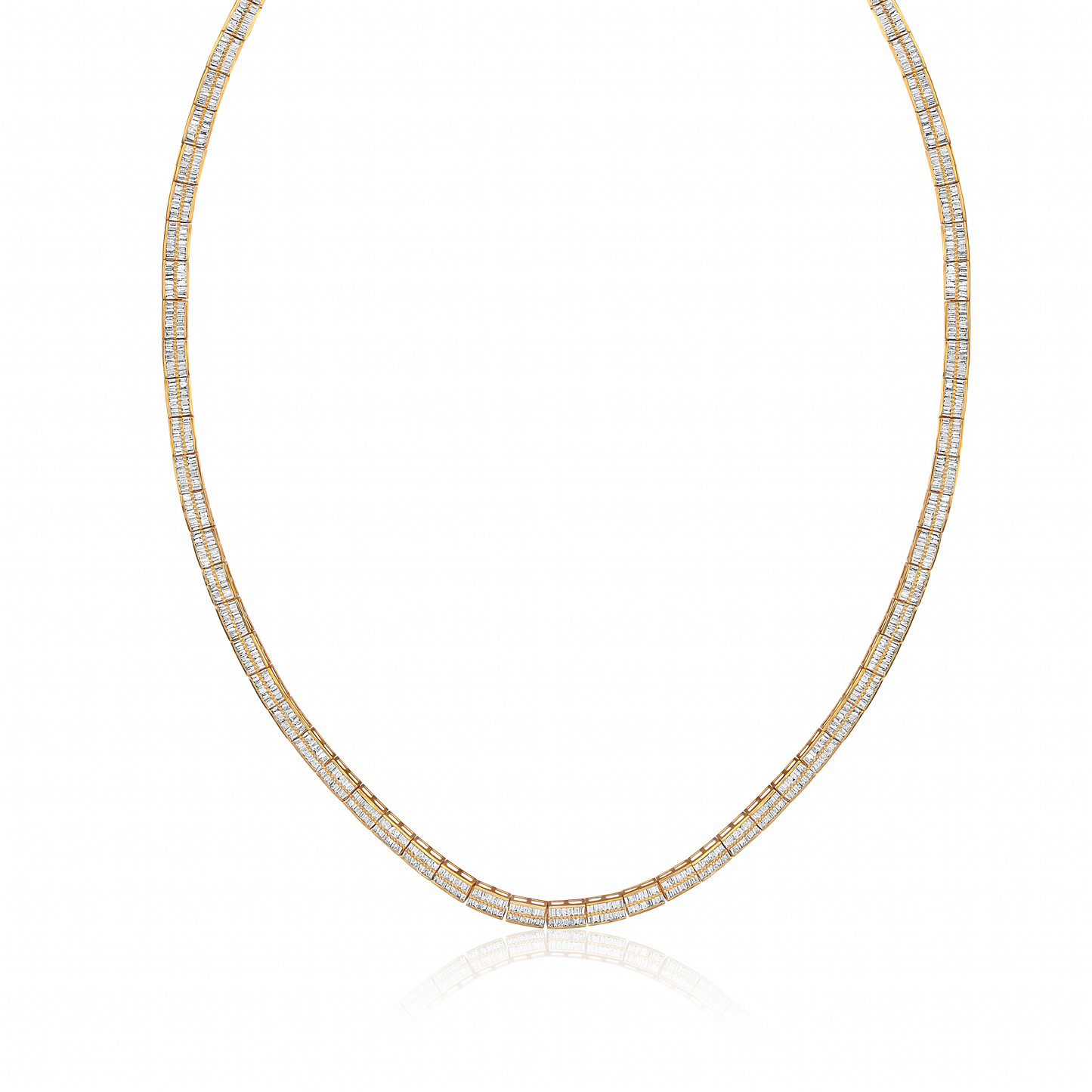 Baguette Cut Tennis Necklace in 18K Gold