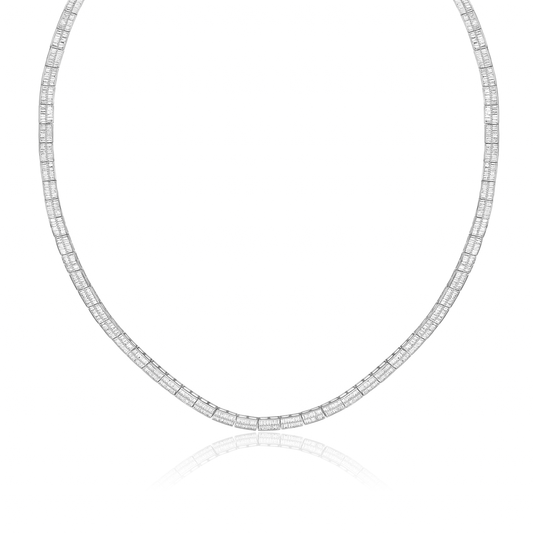 Baguette Cut Tennis Necklace in 18K Gold