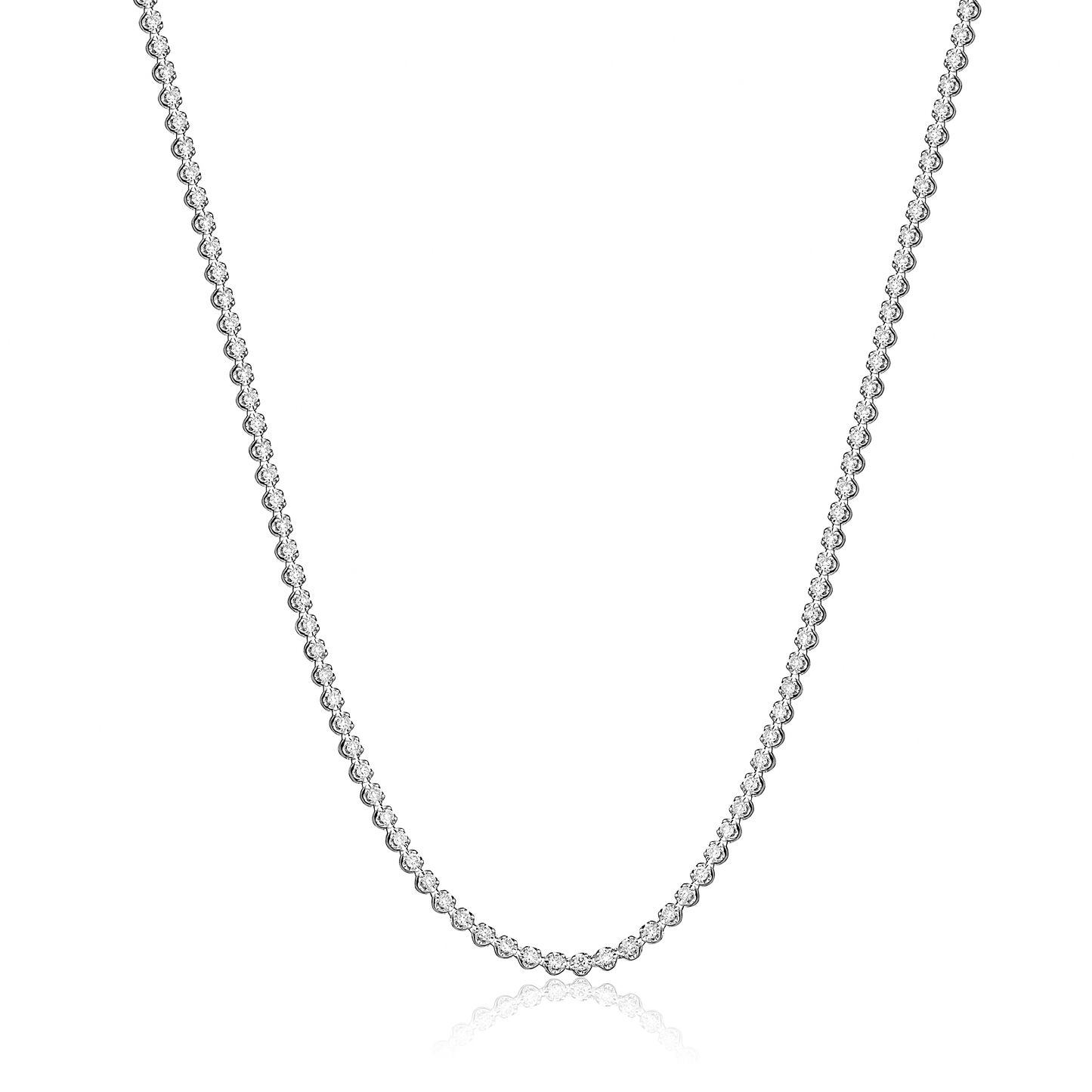 Natural Diamond Tennis Necklace in 18K Gold