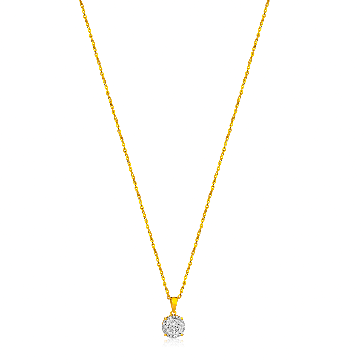 Ava Round Natural Diamond Necklace in 18K Gold