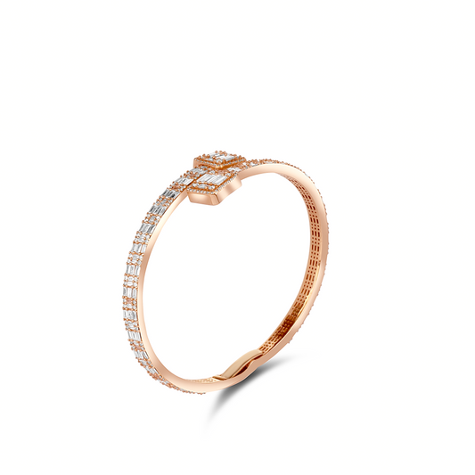 Baguette Bangle Diamond Bracelet in 18K Gold