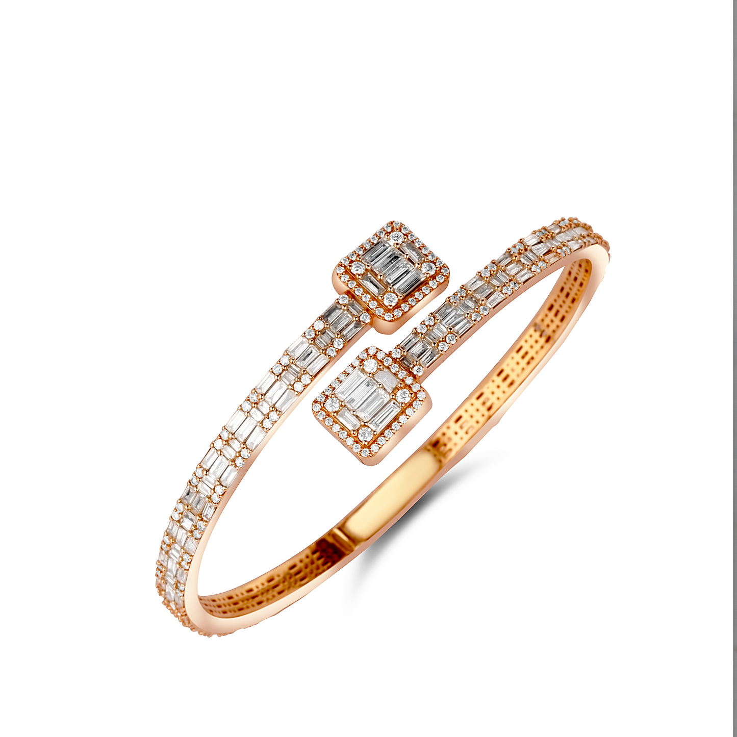 Baguette Bangle Diamond Bracelet in 18K Gold