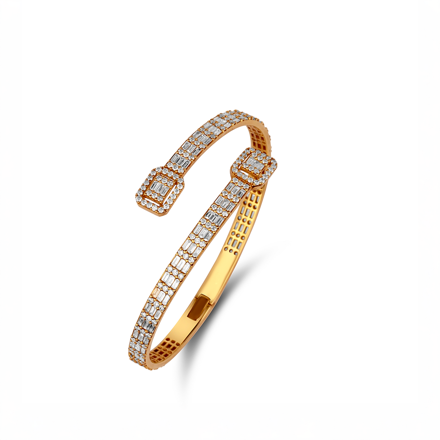 Baguette Bangle Diamond Bracelet in 18K Gold