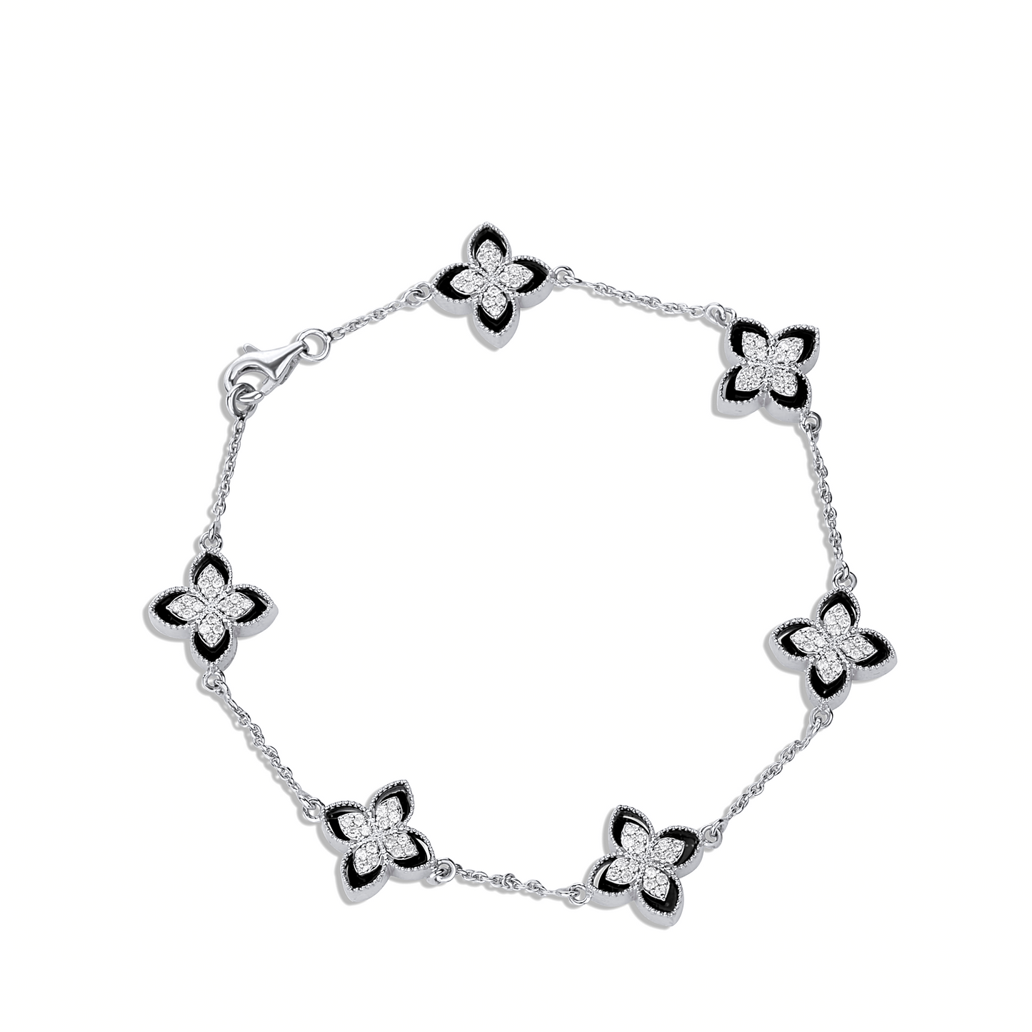 6 Clover Dual Diamond Bracelet in 18K Gold