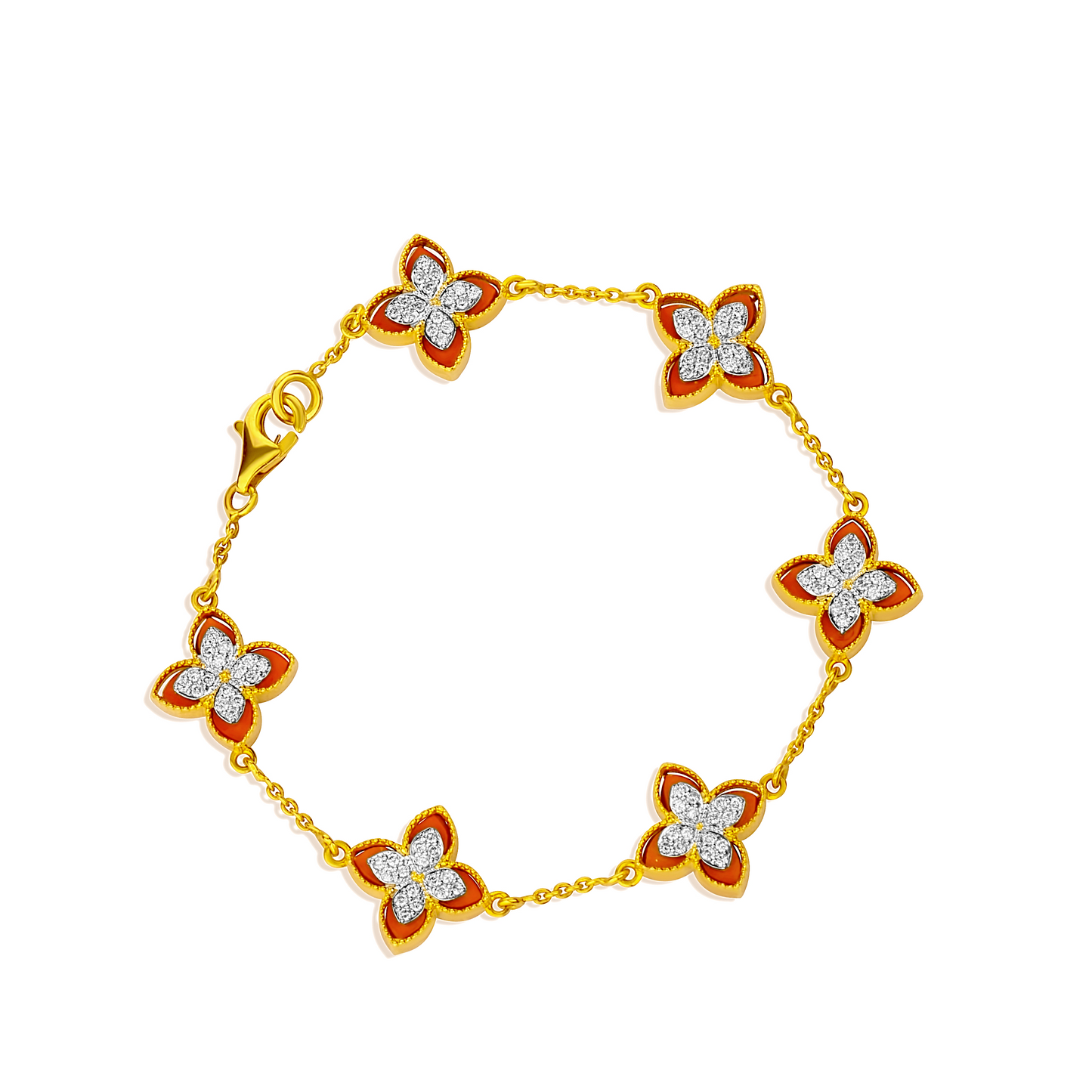 6 Clover Dual Diamond Bracelet in 18K Gold