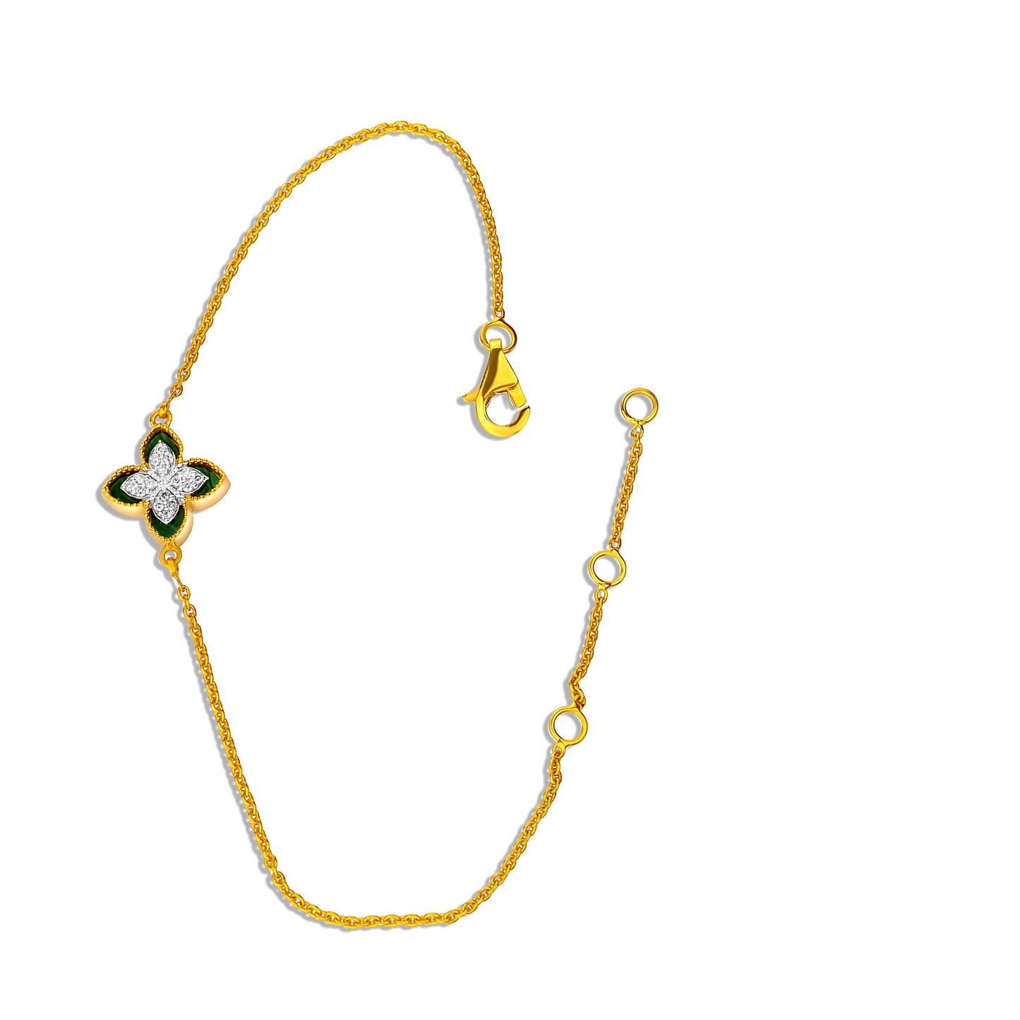 Dual Diamond Clover Bracelet in 18K Gold