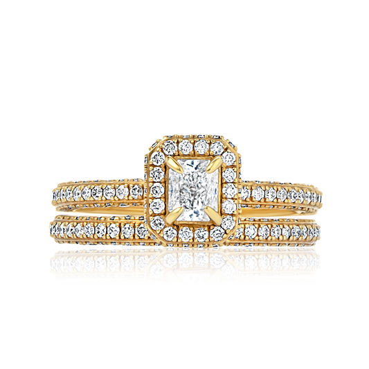 Elise Radiant Cut Diamond Bride Set in 18K Gold