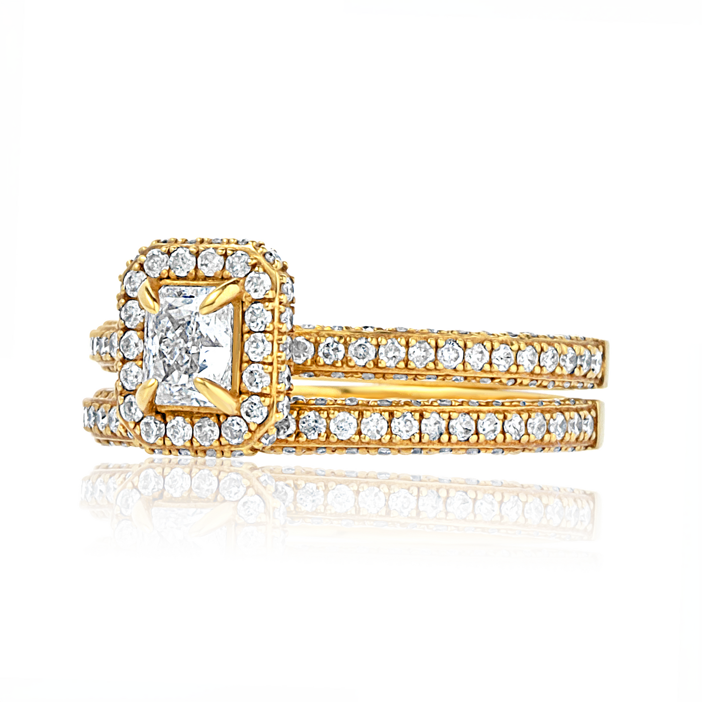 Elise Radiant Cut Diamond Bride Set in 18K Gold