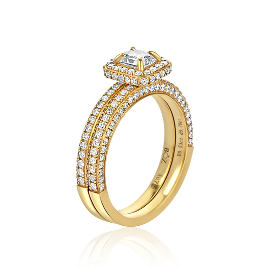 Elise Radiant Cut Diamond Bride Set in 18K Gold