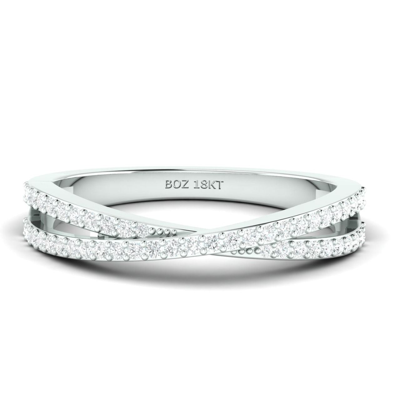 Crisscross Natural Diamond Pave Ring