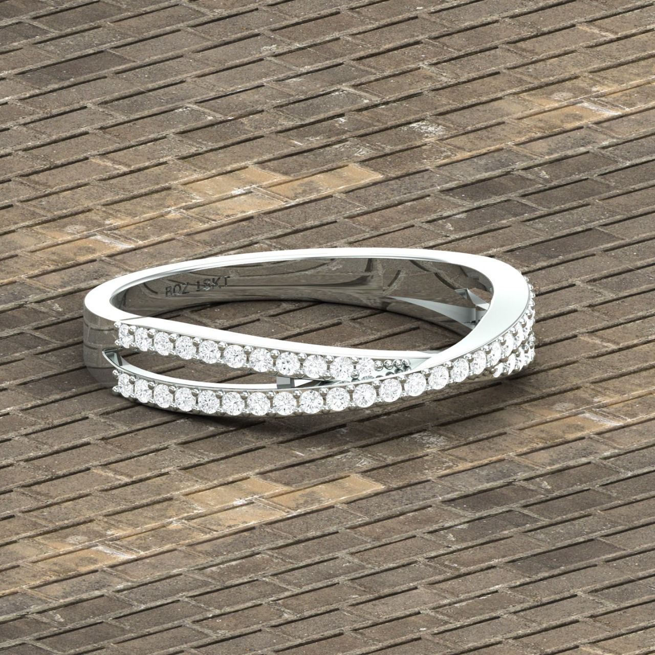 Crisscross Natural Diamond Pave Ring