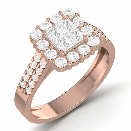 Lola Natural Diamond Cluster Engagement Ring in 18K Gold