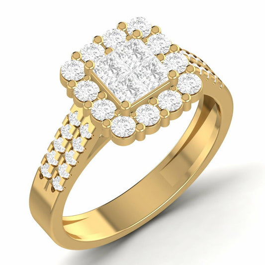 Lola Natural Diamond Cluster Engagement Ring in 18K Gold