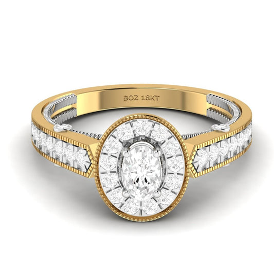 Nala Oval Natural Diamond Engagement Ring in 18K Gold