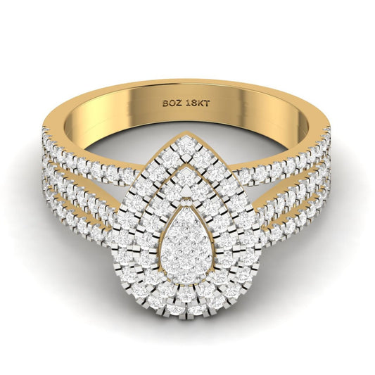 Lovely Pear Cut Diamond Cluster Engagement Ring in 18K Gold