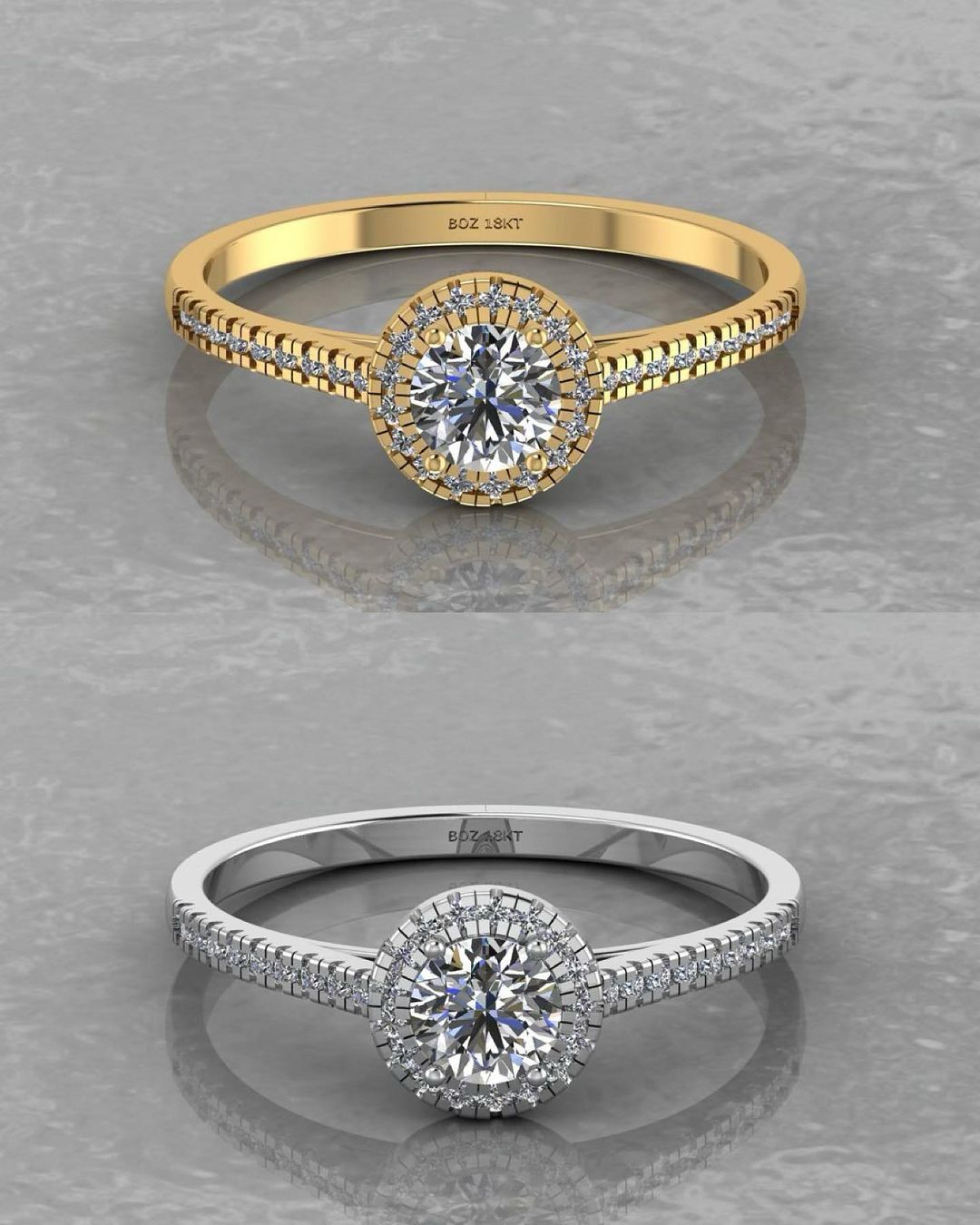 Thelma Round Cut Natural Diamond Engagement Ring in 18k Gold