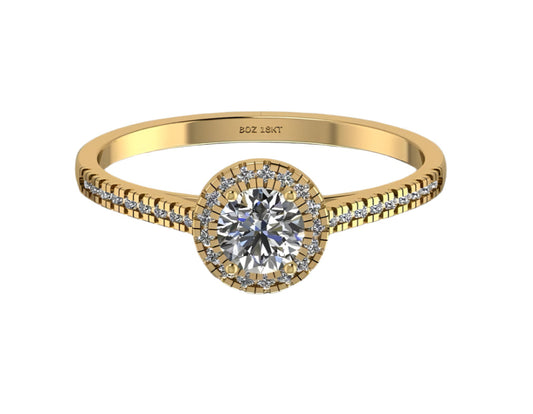 Thelma Round Cut Natural Diamond Engagement Ring in 18k Gold