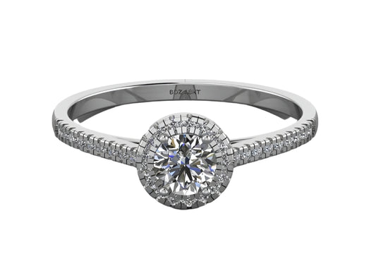 Thelma Round Cut Natural Diamond Engagement Ring in 18k Gold