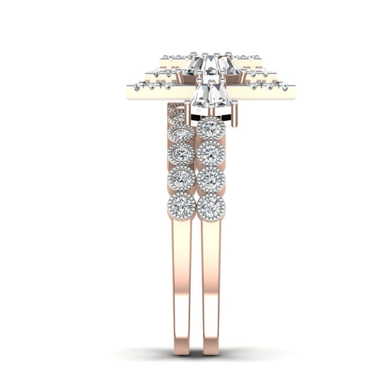 Lucy Radiant Cut Natural Diamond Cluster Bride Set in 18K Gold