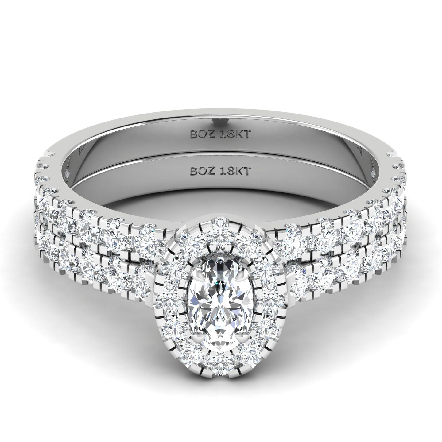 Heiress Oval Cut Natural Diamond Bride Set in 18K Gold