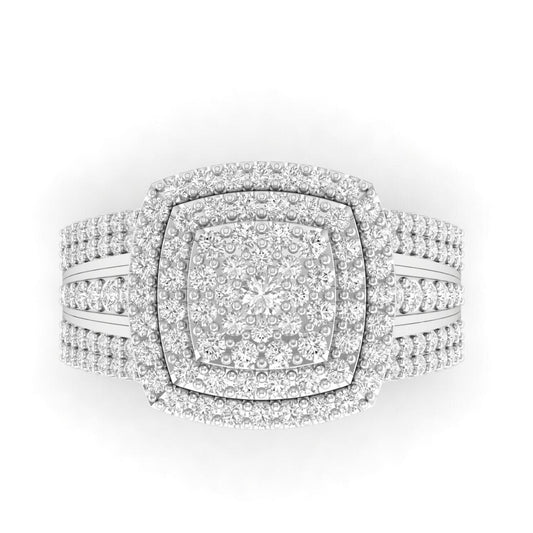 Omoni Cushion Cluster Natural Diamond Engagement Ring in 18K Gold