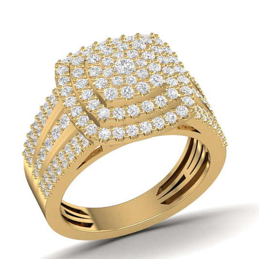 Omoni Cushion Cluster Natural Diamond Engagement Ring in 18K Gold