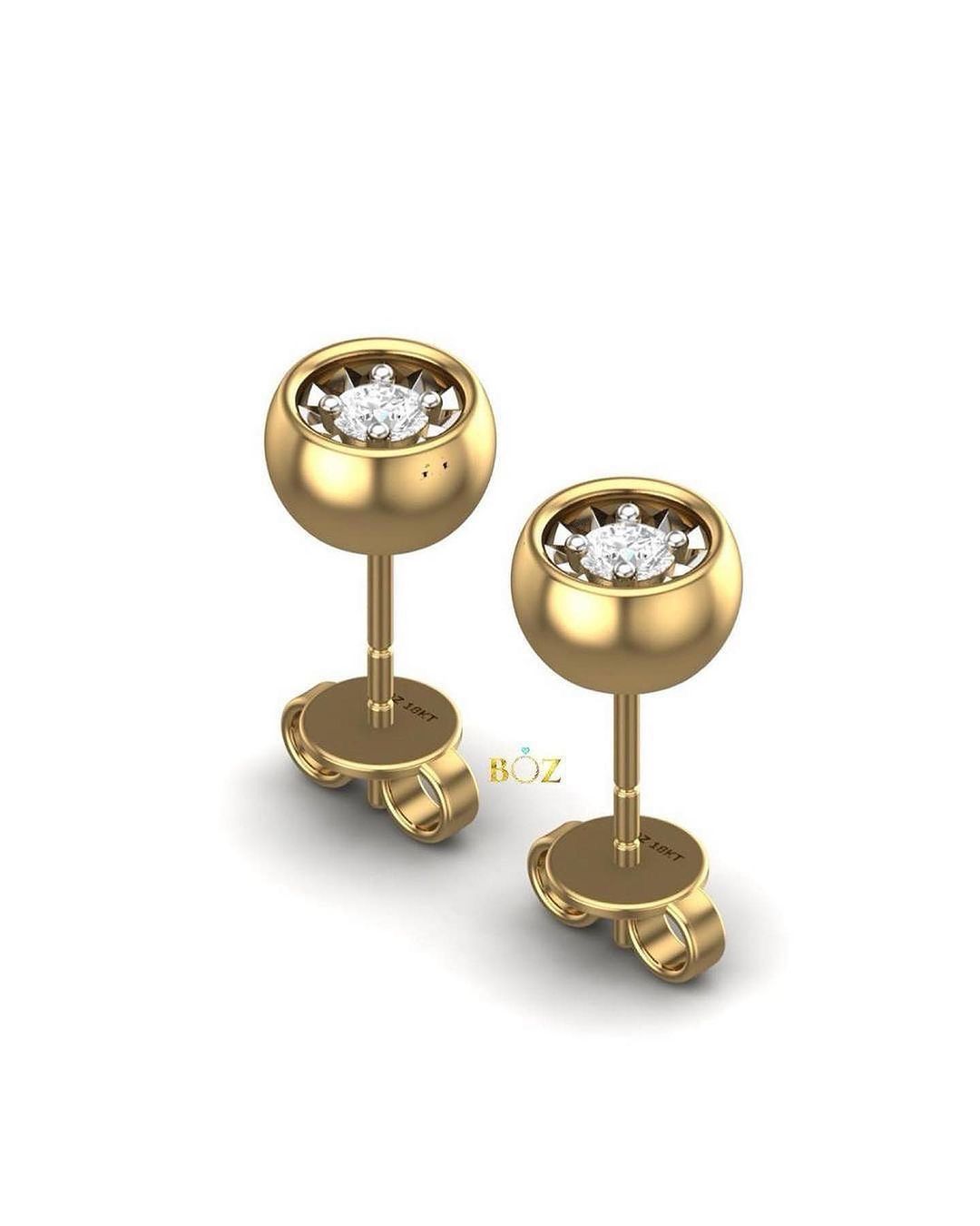 Diamond Ball Stud Earrings in 18K Gold