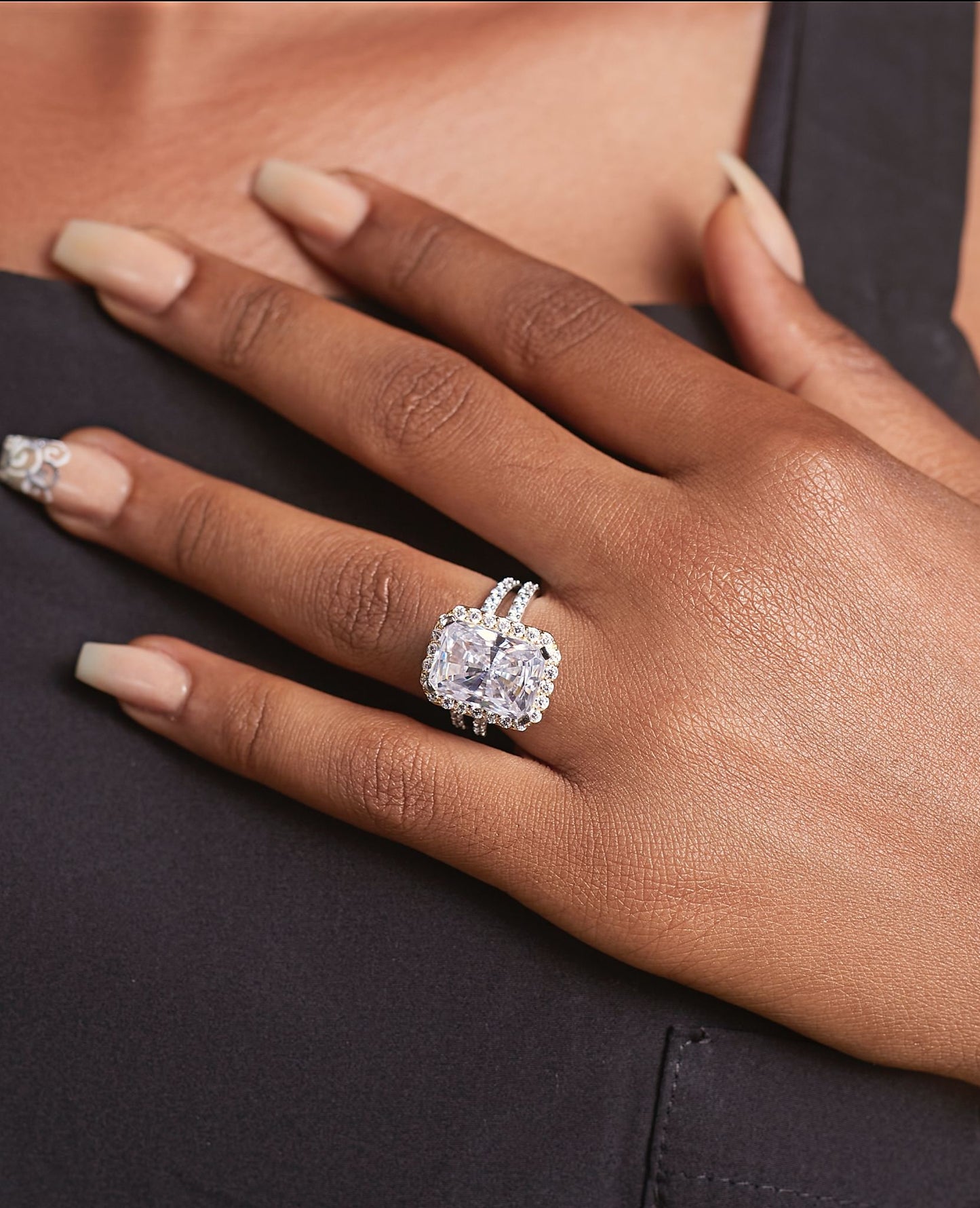 Jamila Radiant Cut CZ Bride Set in 925 Sterling Silver