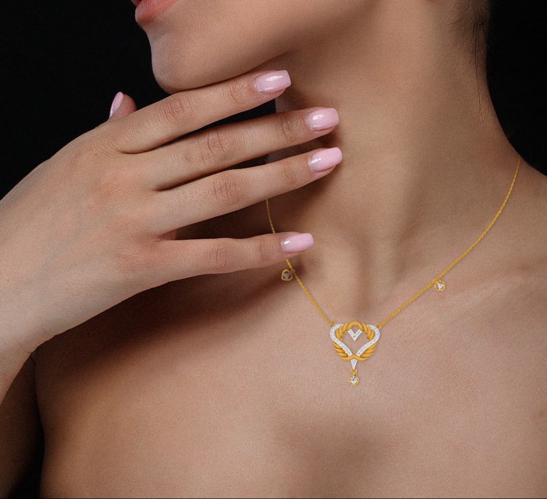 Golden Embrace Natural Diamond Necklace in 18K Gold