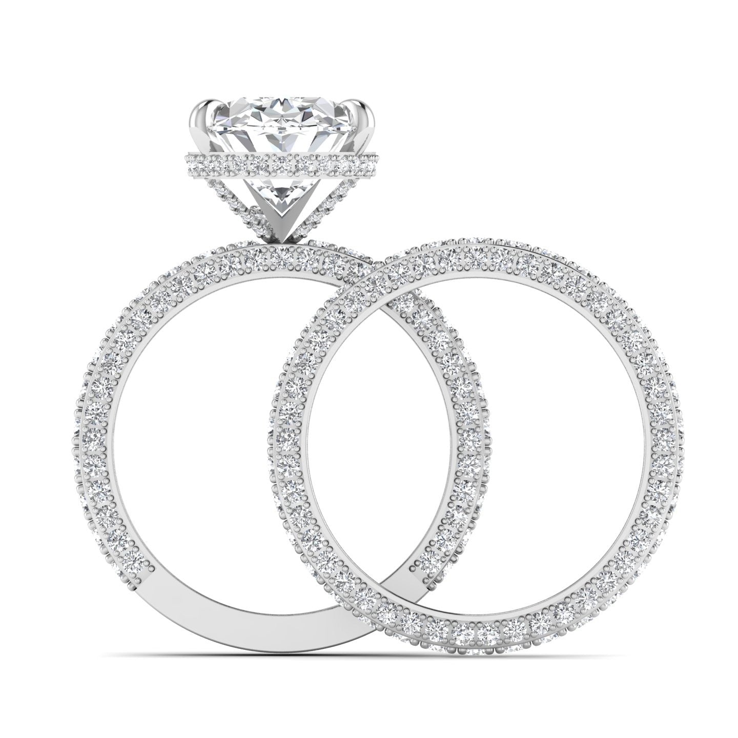 Amina Oval Cut Diamond Bride Set in 18K Gold