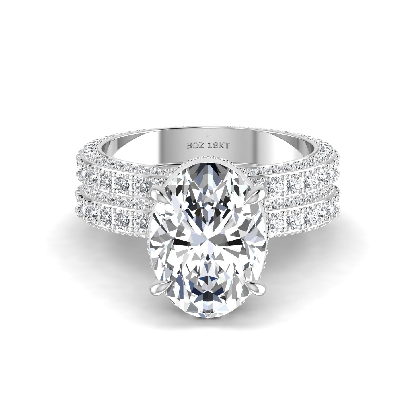 Amina Oval Cut Diamond Bride Set in 18K Gold