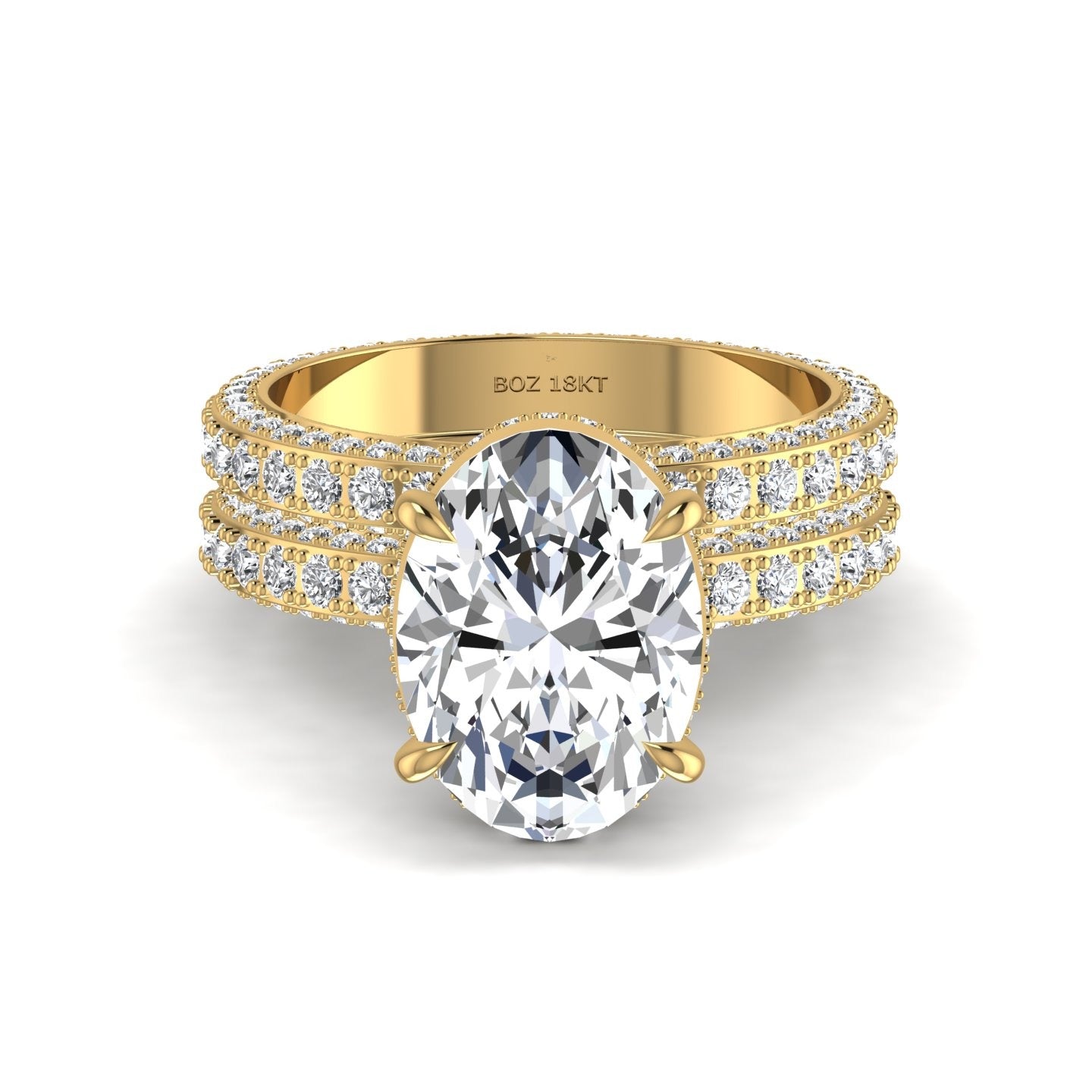 Amina Oval Cut Diamond Bride Set in 18K Gold