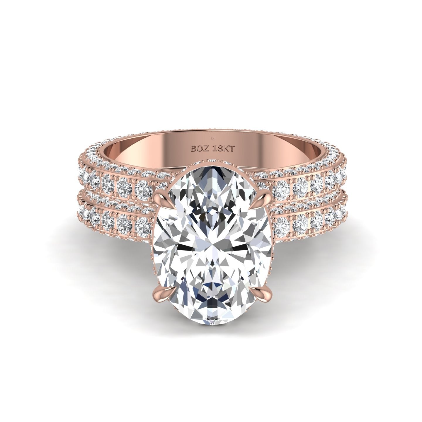 Amina Oval Cut Diamond Bride Set in 18K Gold