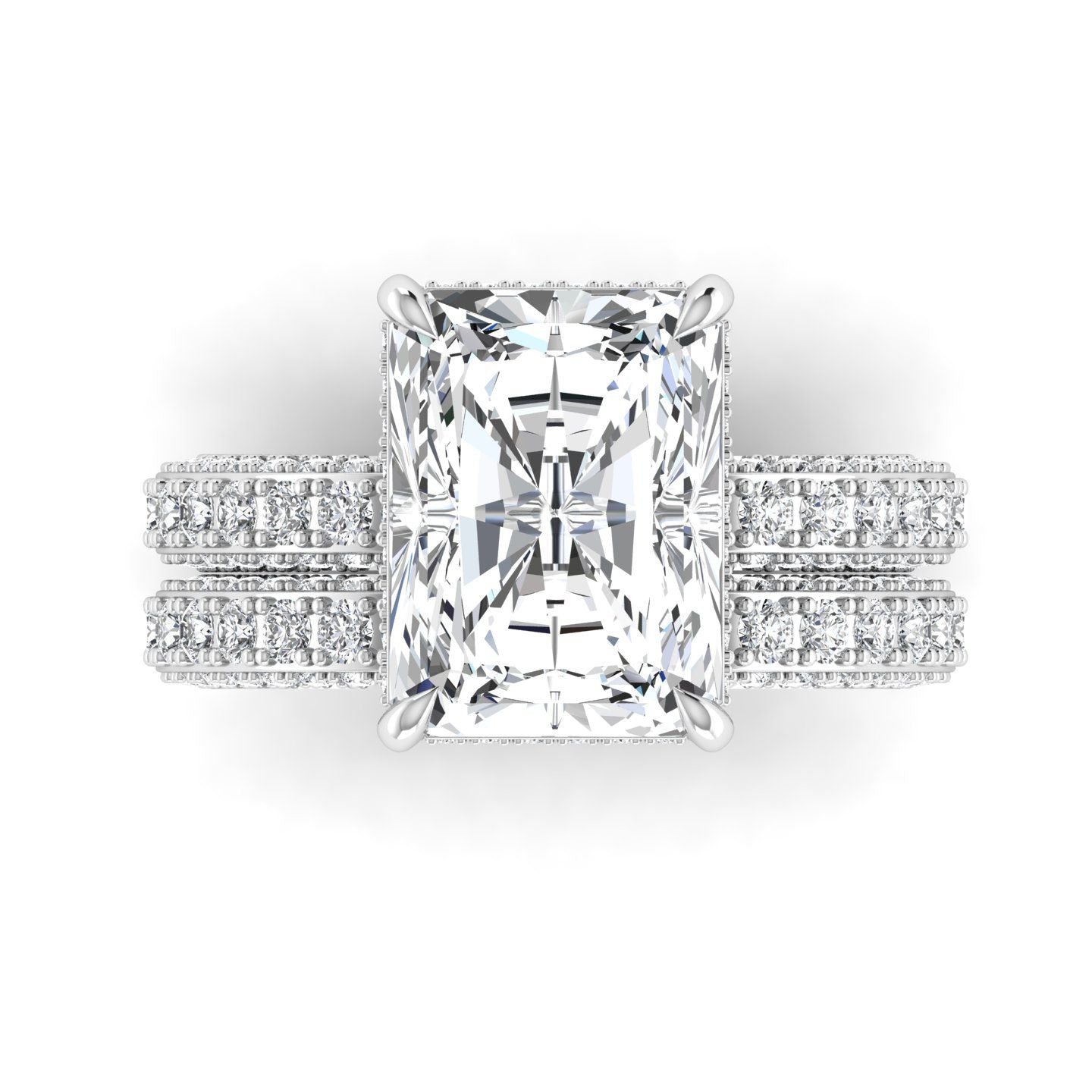 Amina Radiant Cut Diamond Bride Set in 18K Gold