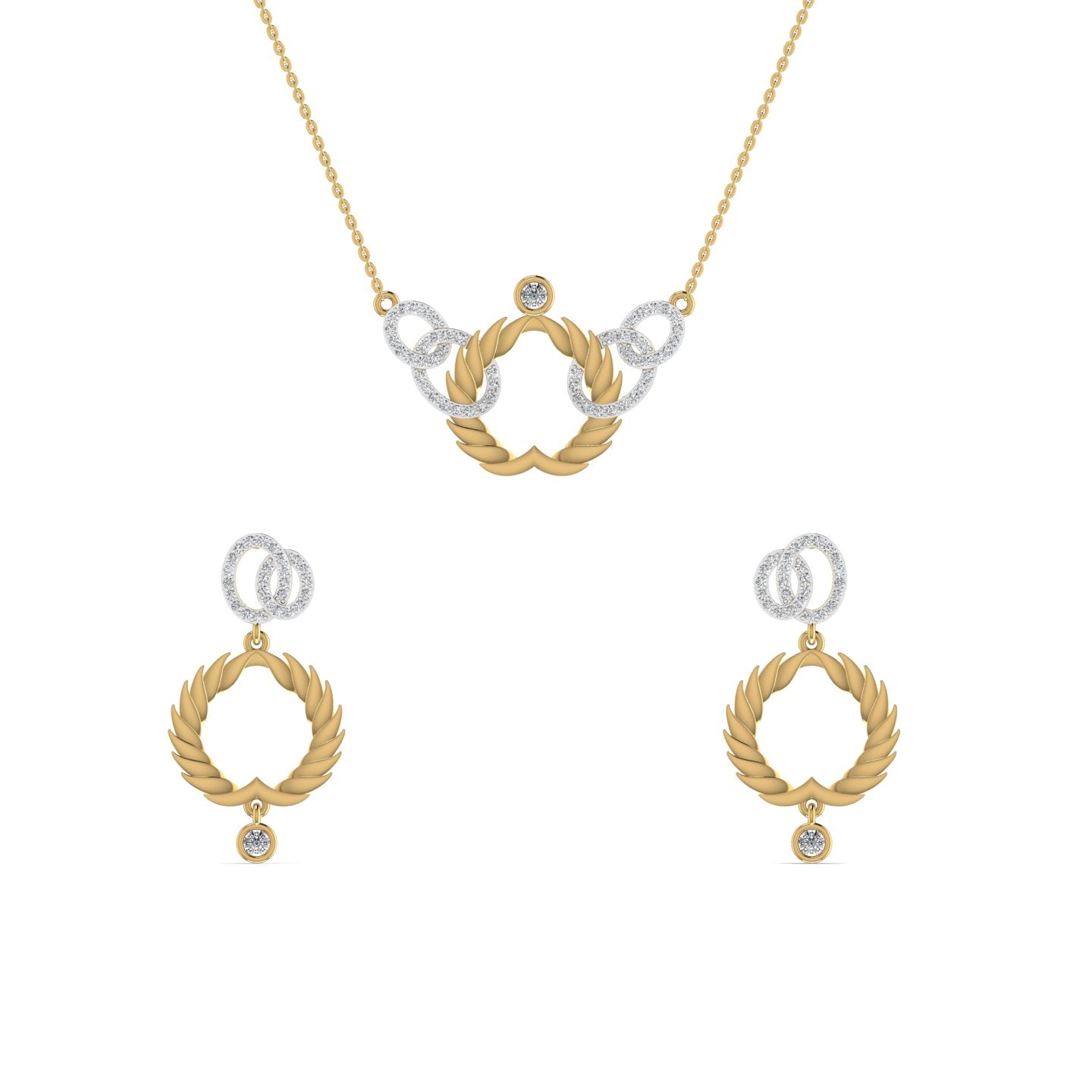 Laurel Harmony Natural Diamond Necklace in 18K Gold