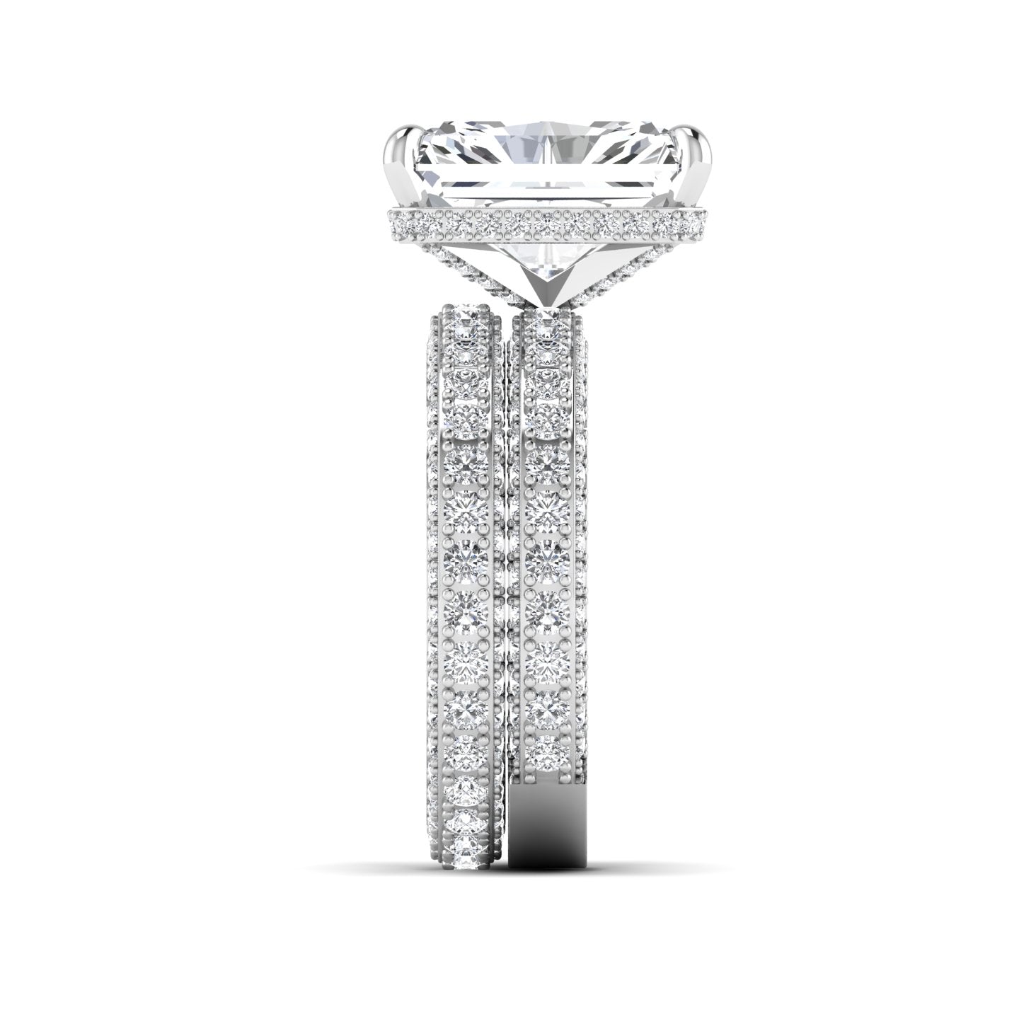 Amina Radiant Cut Diamond Bride Set in 18K Gold