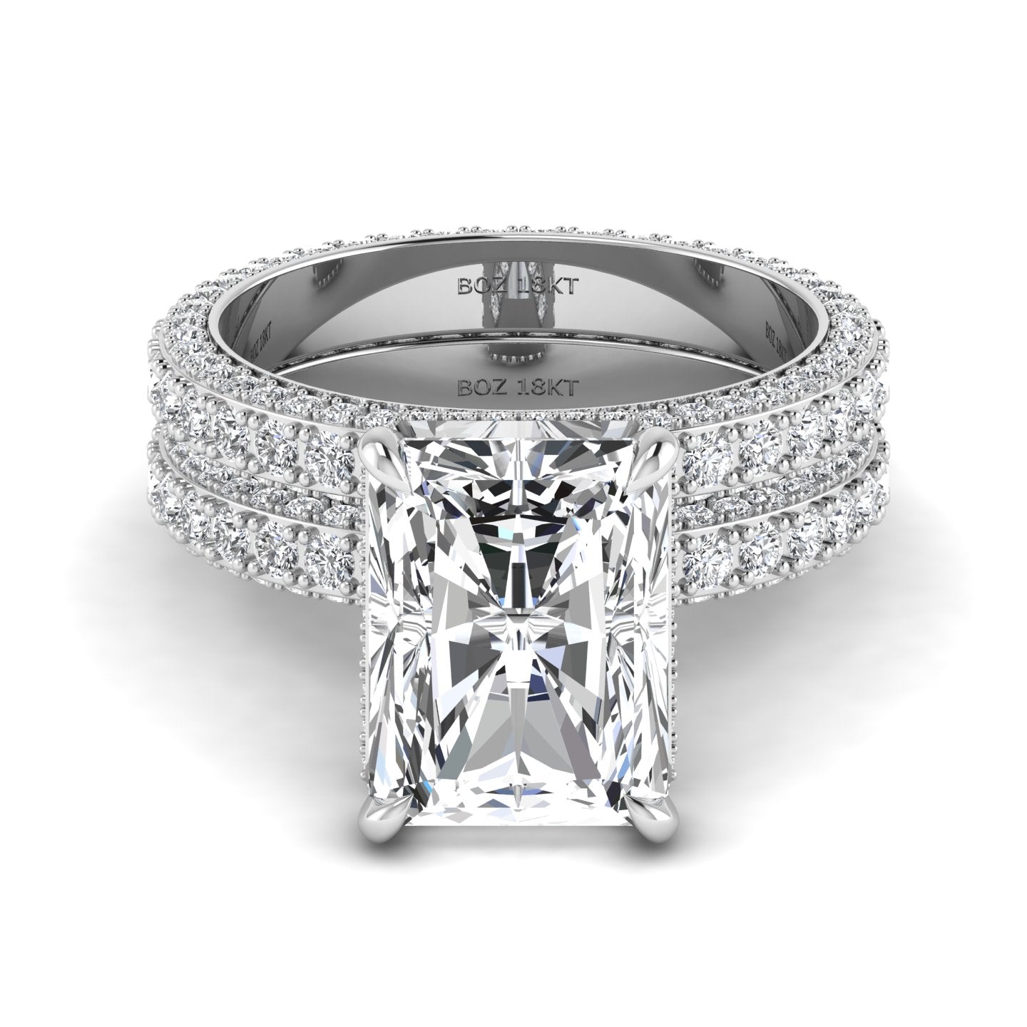 Amina Radiant Cut Diamond Bride Set in 18K Gold