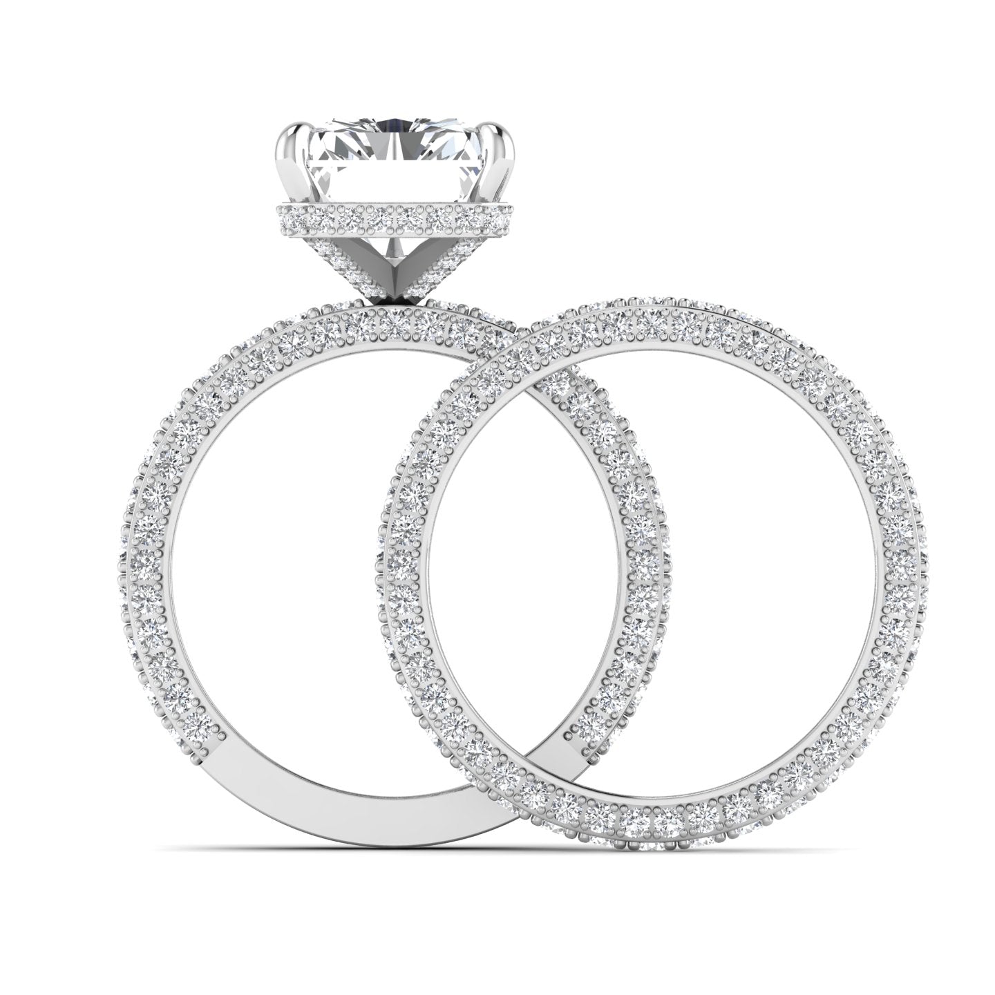 Amina Radiant Cut Diamond Bride Set in 18K Gold