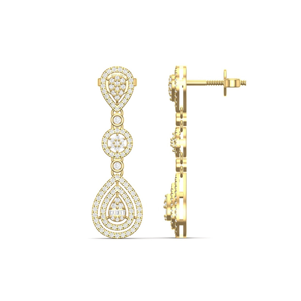 Tear Drop Diamond Earrings in 18K Gold