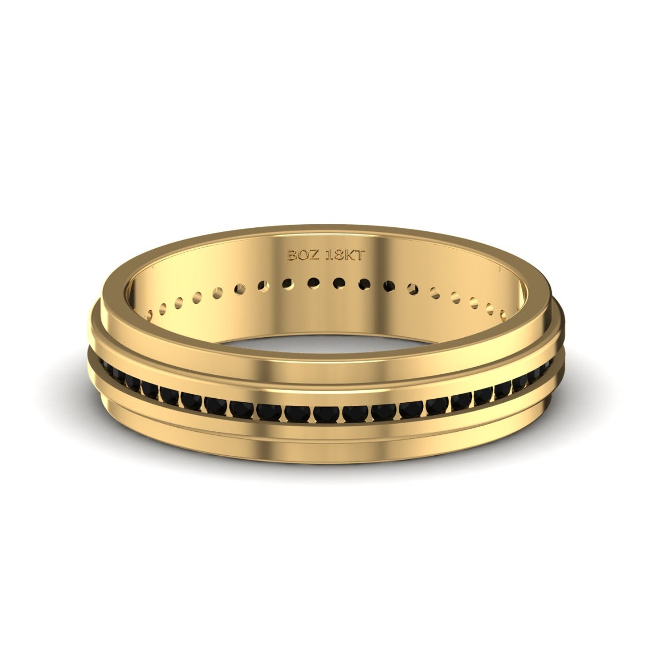 Oswald Black Diamond Band in 18k Gold