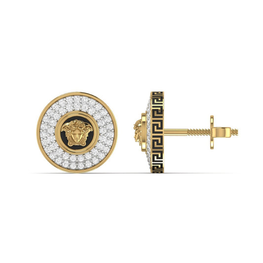 Medusa Diamond Stud Earrings in 18k Gold