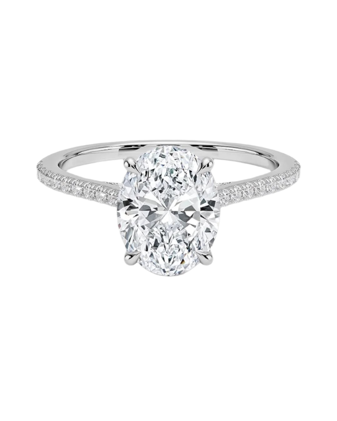 Fay Oval Cut Moissanite and Natural Diamond Engagement Ring in 18K Gold