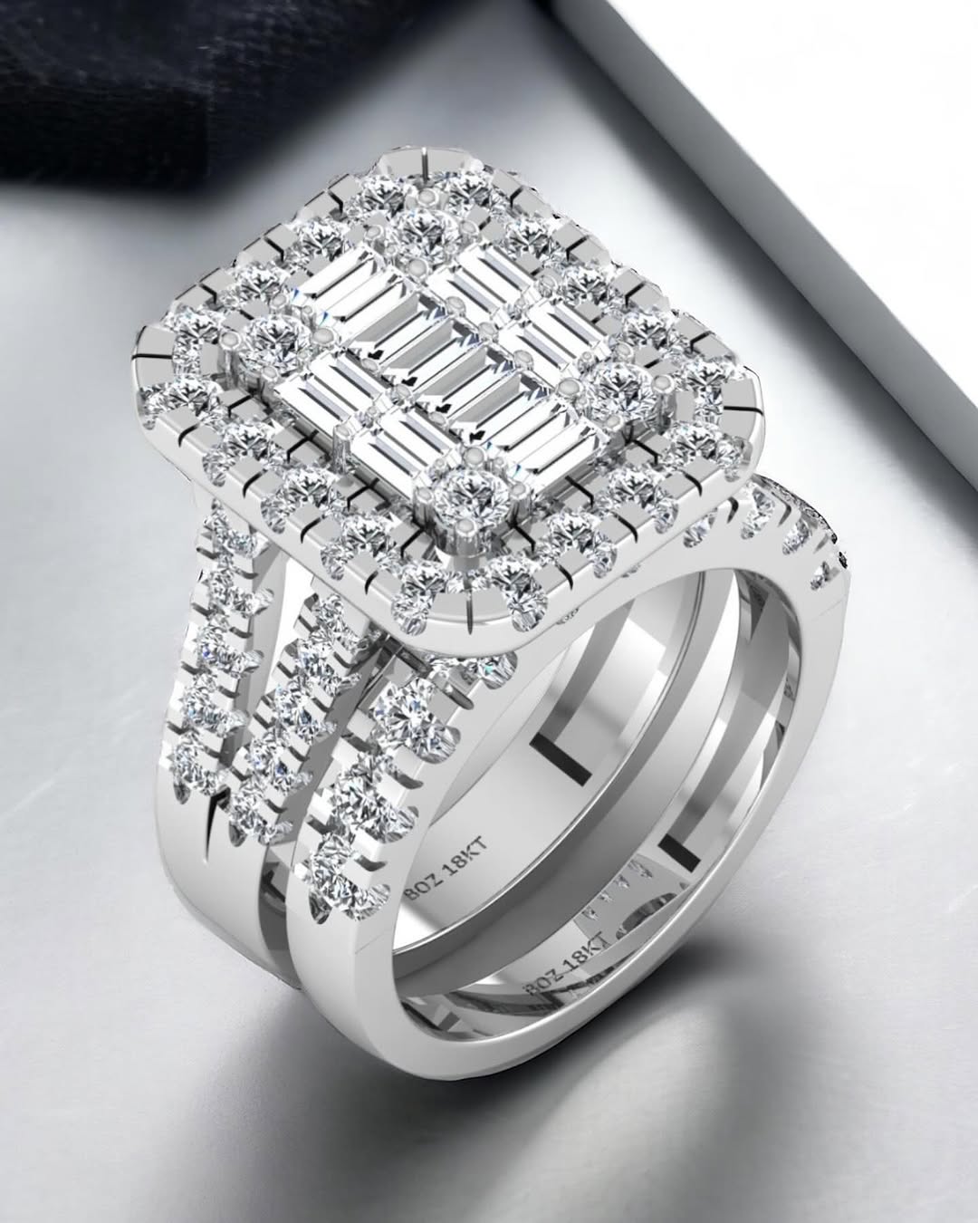 Zoe Radiant Cut Diamond Bride Set in 18K Gold