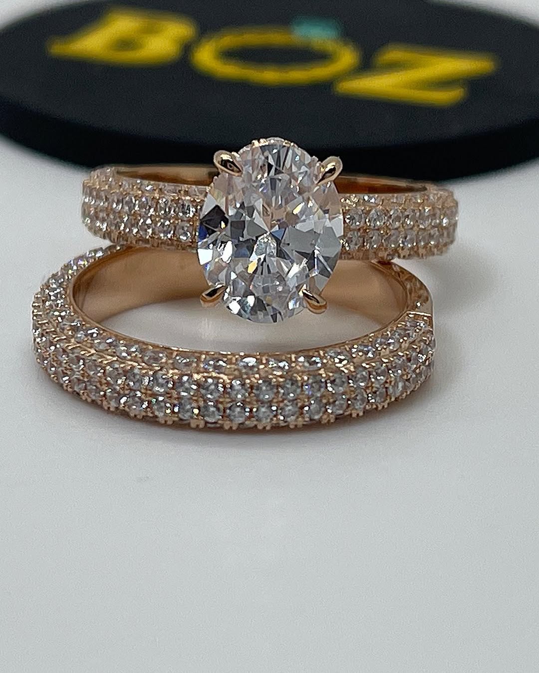 Crystal Oval Cut CZ Bride Set in 18K Gold