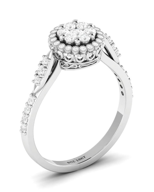 Daisy Natural Diamond Engagement Ring in 18K Gold